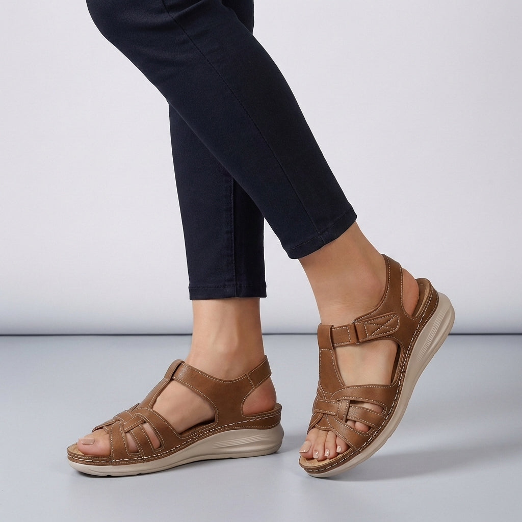 Olivia Orthopedic Wedge Sandals | Retro Cross-Strap Stitching Sandals