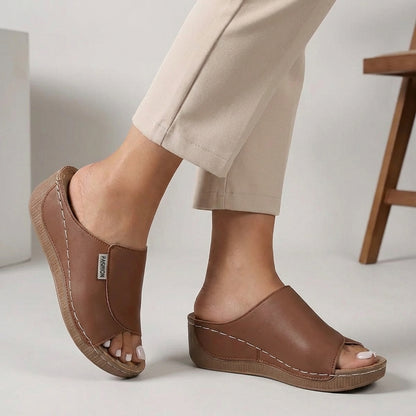 Liora Orthopedic Open-Toe Comfort Sandals | Supportive Slip-On Wedge Sandals