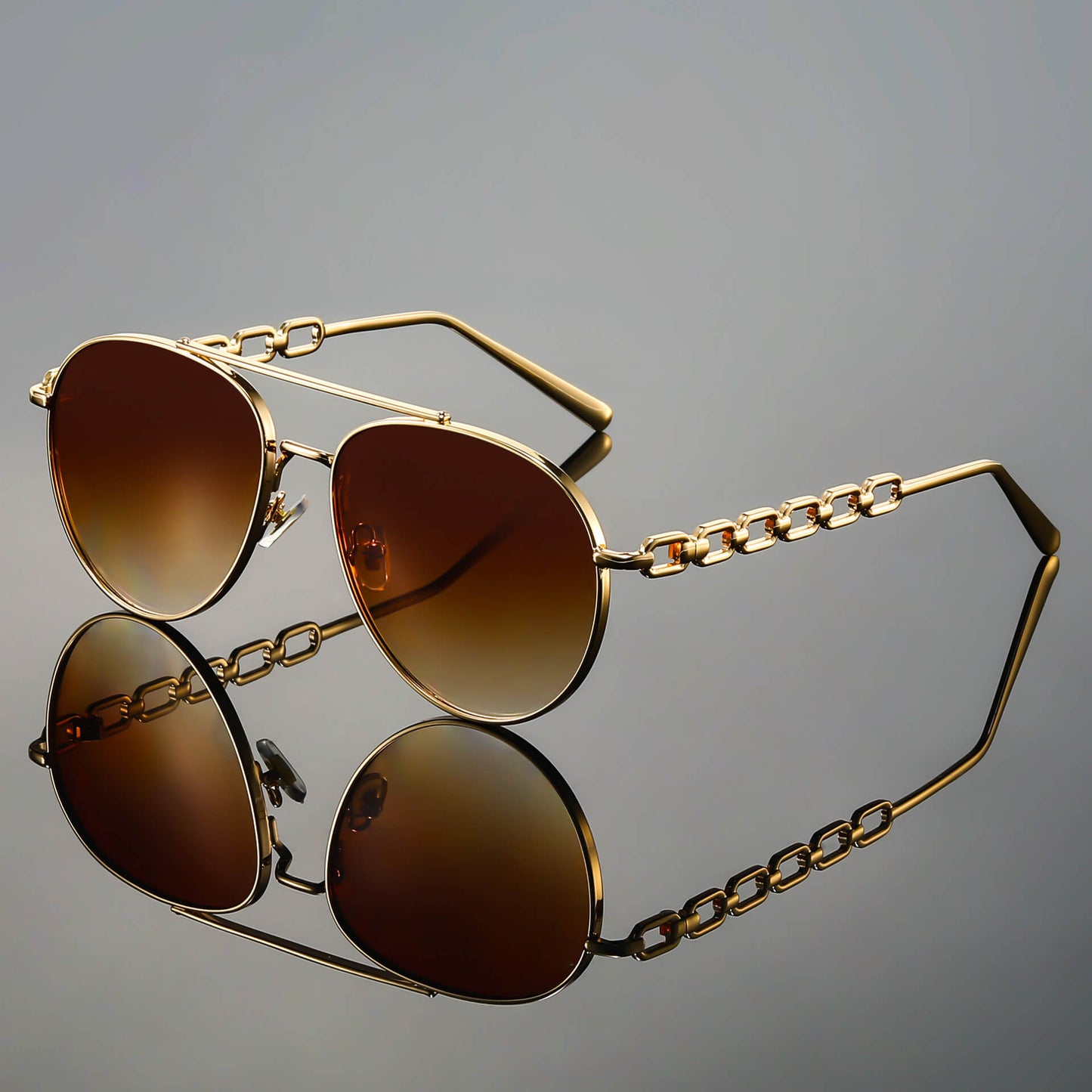 Sienna Aviator Sunglasses | Chain Detail Temples Gradient Lenses Sunglasses