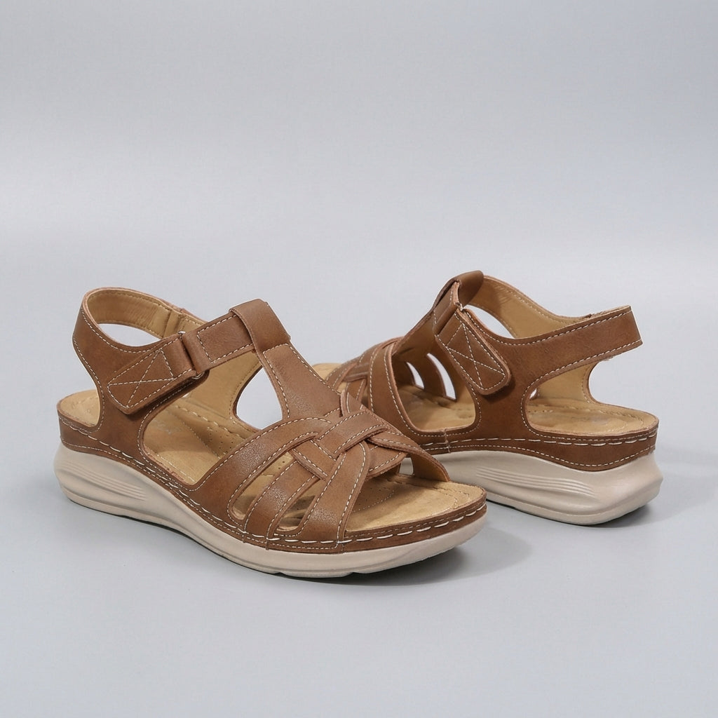Olivia Orthopedic Wedge Sandals | Retro Cross-Strap Stitching Sandals