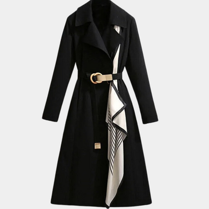 Sienna Belted Double-Breasted Coat | Wide Lapels Collared Coat