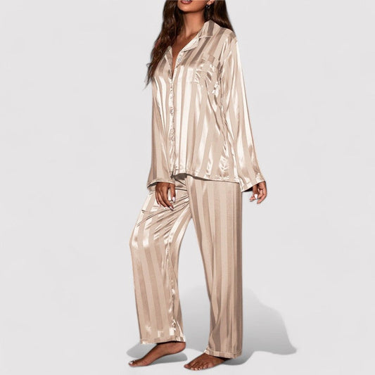 Carmen Set | Women's Stylish Striped Silk Pajamas