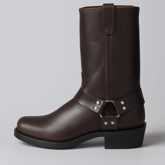 Hunter Mid-Calf Cowboy Boots | Harness Strap Square Toe Boots