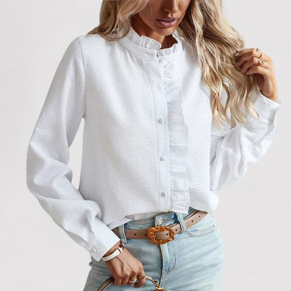 Christina Blouse | Women’s Chic Ruffled Button-Down Blouse