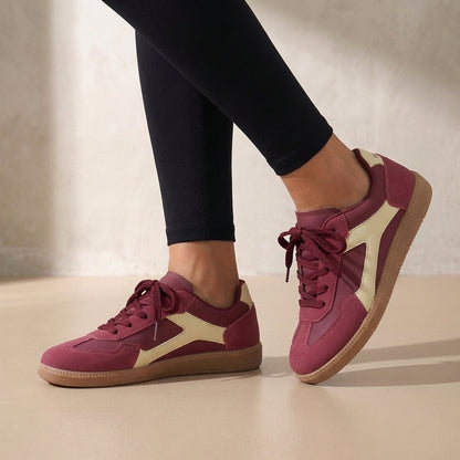 Isla Color Block Ankle-Length Sneakers | Lace-Up Round Toe Sneakers