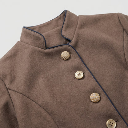 Chloe Fitted Blazer | Stand Collar Button-Front Tailored Jacket