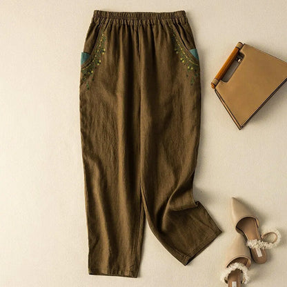 Elisa Relaxed Fit Harem Pants | Embroidered Pockets Harem Pants