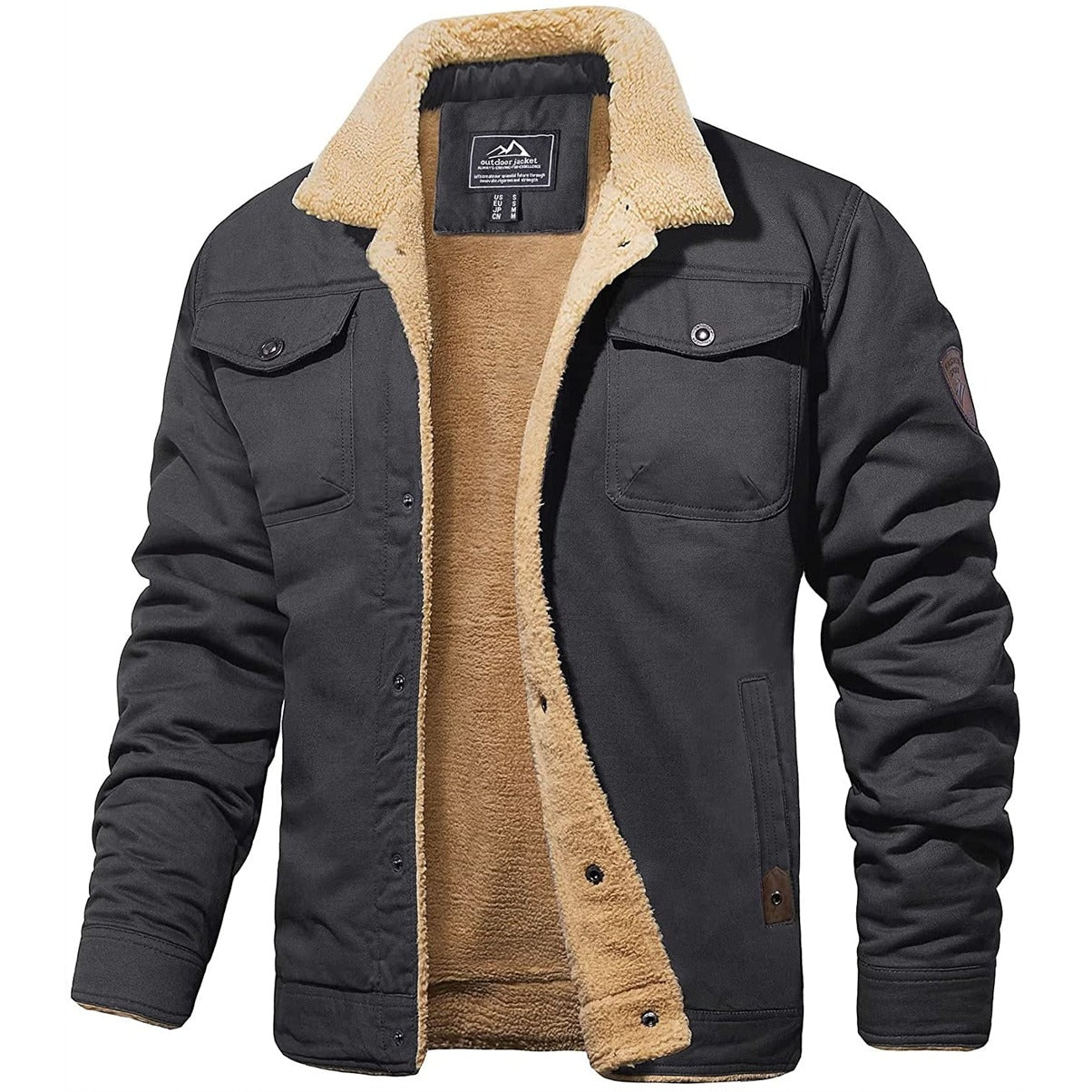 Freddie Sherpa Lined Outdoor Jacket | Collared Button Front Jacket