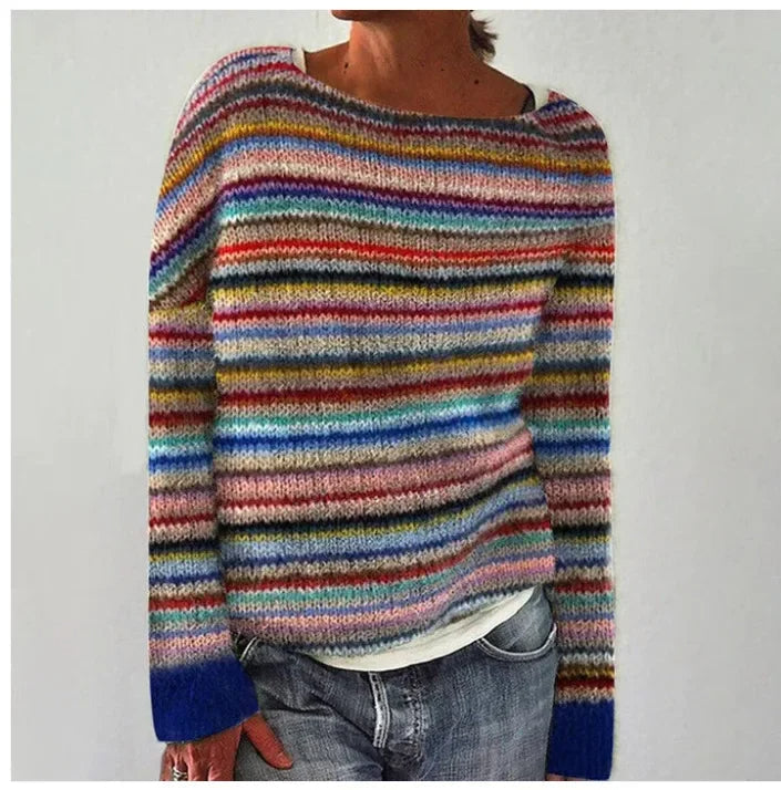 Dalila Sweater | Retro Striped Knit Sweater