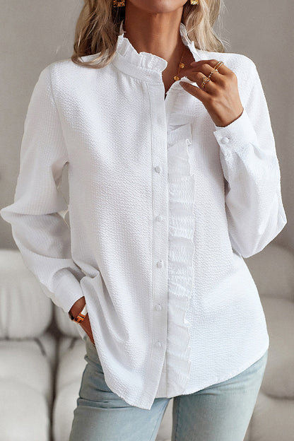 Daliya Blouse | Long Sleeve Stripe Ruffle Blouse