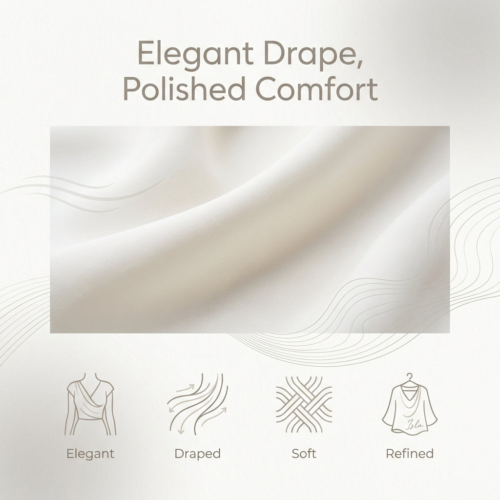 Isla Draped Fit Blouse | Draped Neck Long Sleeve Blouse