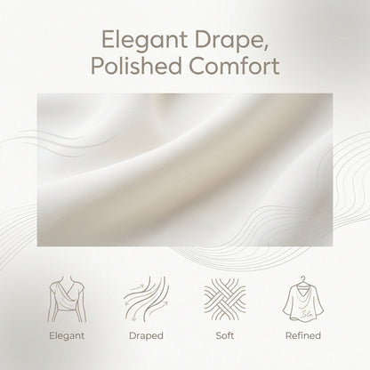 Isla Draped Fit Blouse | Draped Neck Long Sleeve Blouse