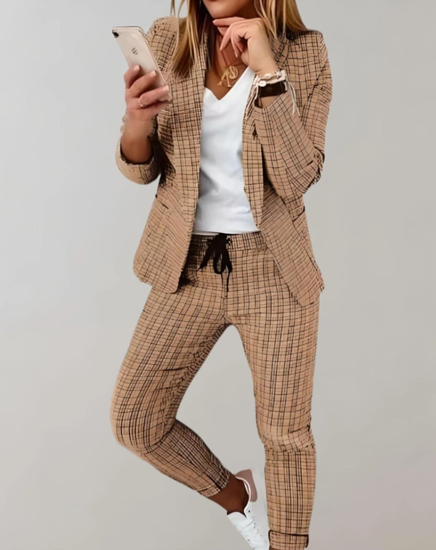 Eileen Suit Set | Women's Plaid Blazer & Pants Set