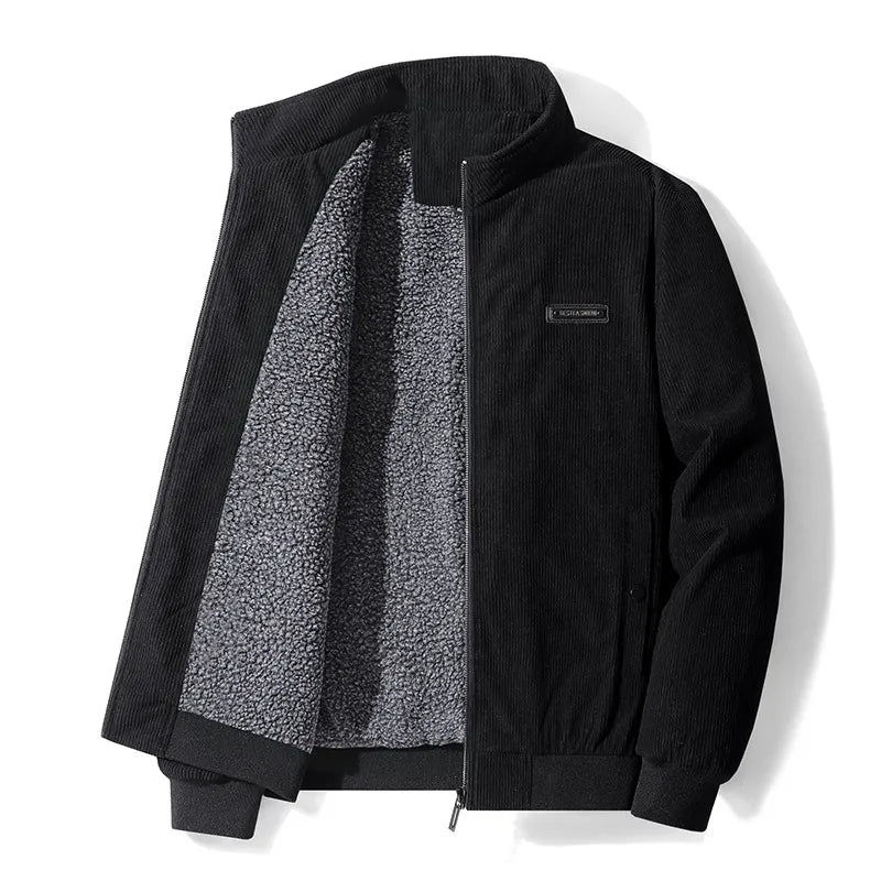 Joshua Corduroy  Lined Winter Jacket | Stand Collar Zip Closure Jacket