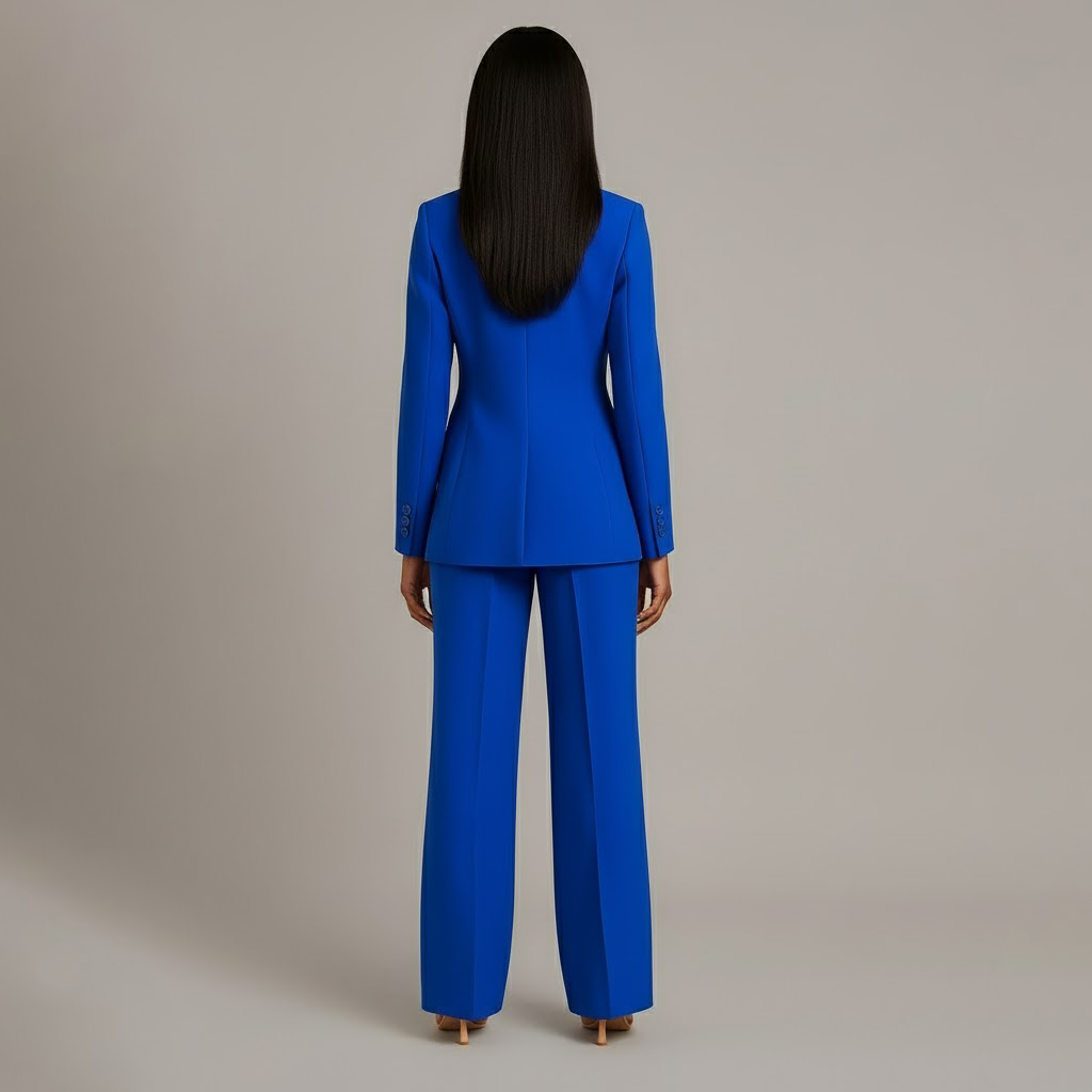 Isabella Tailored Fit Blazer Wide Leg Trousers Two-Piece Set | Solid Button Front Women’s Suit Set