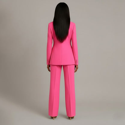 Isabella Tailored Fit Blazer Wide Leg Trousers Two-Piece Set | Solid Button Front Women’s Suit Set