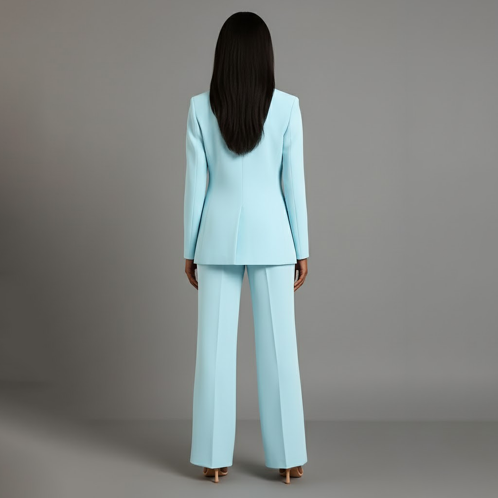 Isabella Tailored Fit Blazer Wide Leg Trousers Two-Piece Set | Solid Button Front Women’s Suit Set