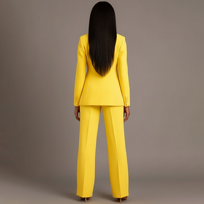 Isabella Tailored Fit Blazer Wide Leg Trousers Two-Piece Set | Solid Button Front Women’s Suit Set