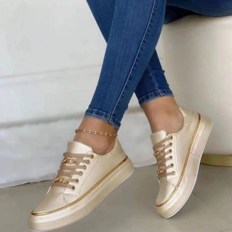 Elvia Shoes | Women's Gold Metal Accent Shoes