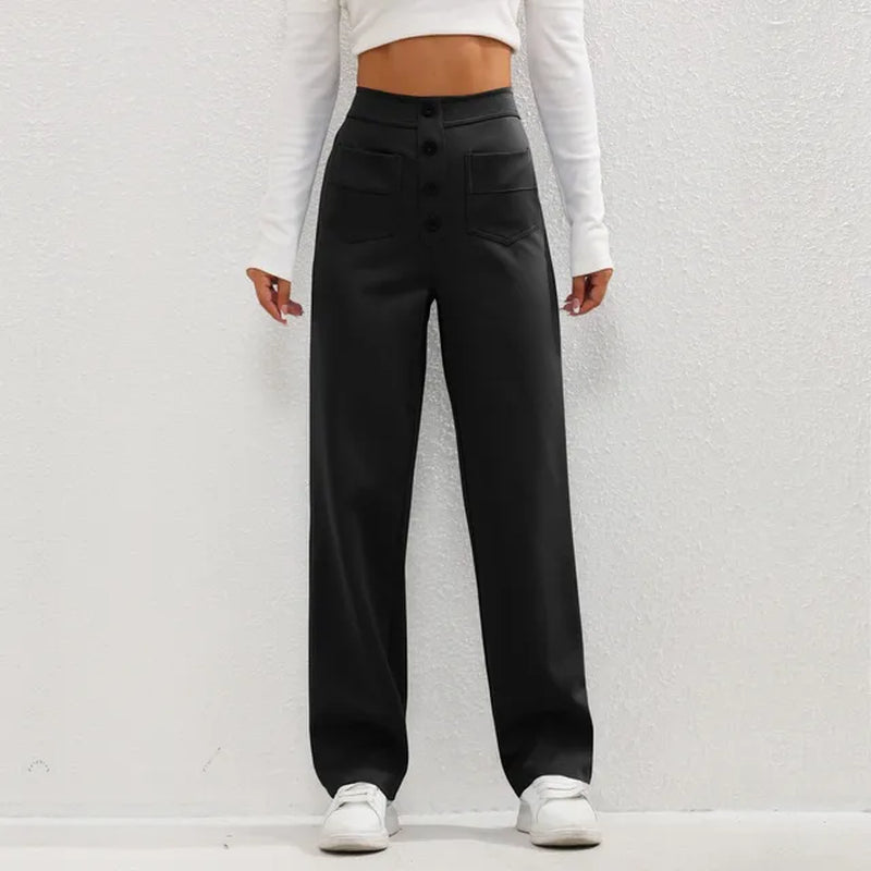 Elvira Pants | High-Waisted Wide-Leg Stretch Pants