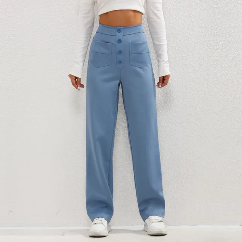 Elvira Pants | High-Waisted Wide-Leg Stretch Pants