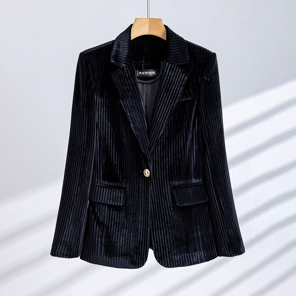 Sofia Corduroy Blazer | Collared Hip-Length Blazer