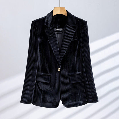 Sofia Corduroy Blazer | Collared Hip-Length Blazer