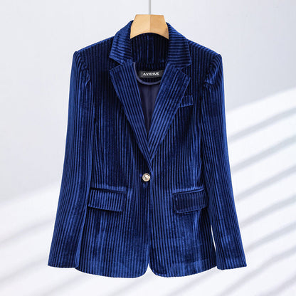 Sofia Corduroy Blazer | Collared Hip-Length Blazer