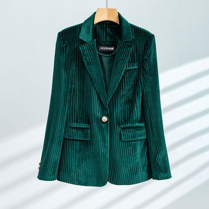 Sofia Corduroy Blazer | Collared Hip-Length Blazer