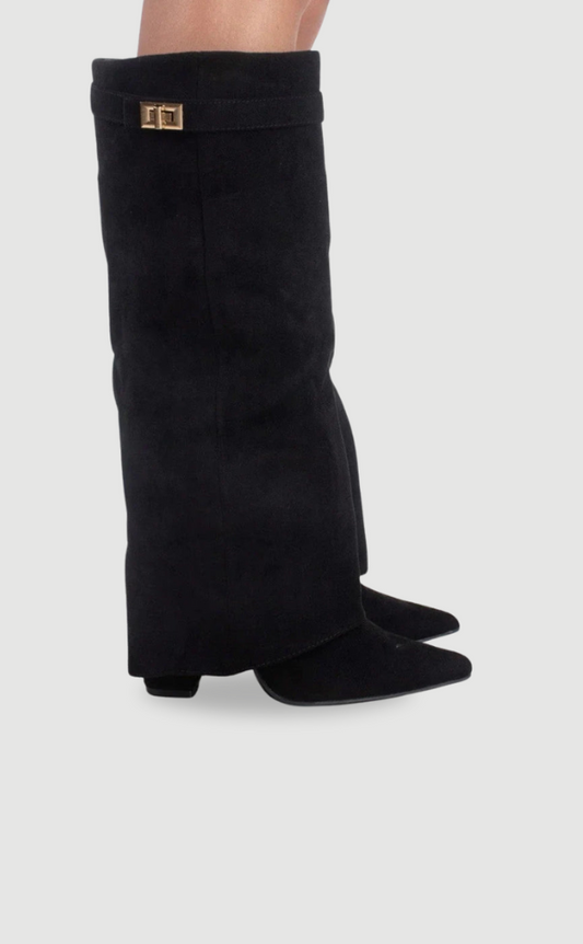 Francesca Structured Fit Thigh-High Boots | Buckle Detail Pointed Toe Boots