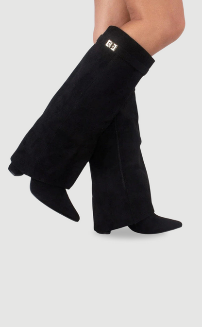 Francesca Structured Fit Thigh-High Boots | Buckle Detail Pointed Toe Boots
