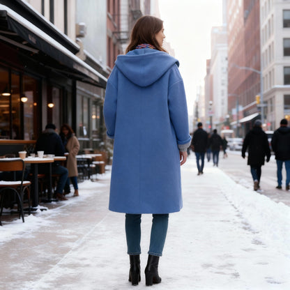 Amelia Hooded Coat | Relaxed Fit Button Front Winter Coat
