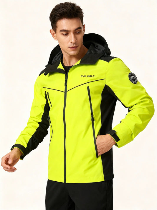 Harry Hooded Shell Jacket | Color Block Zipper Pockets Shell Jacket
