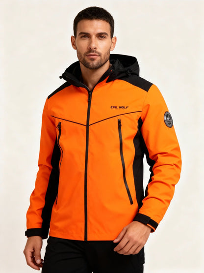 Harry Hooded Shell Jacket | Color Block Zipper Pockets Shell Jacket