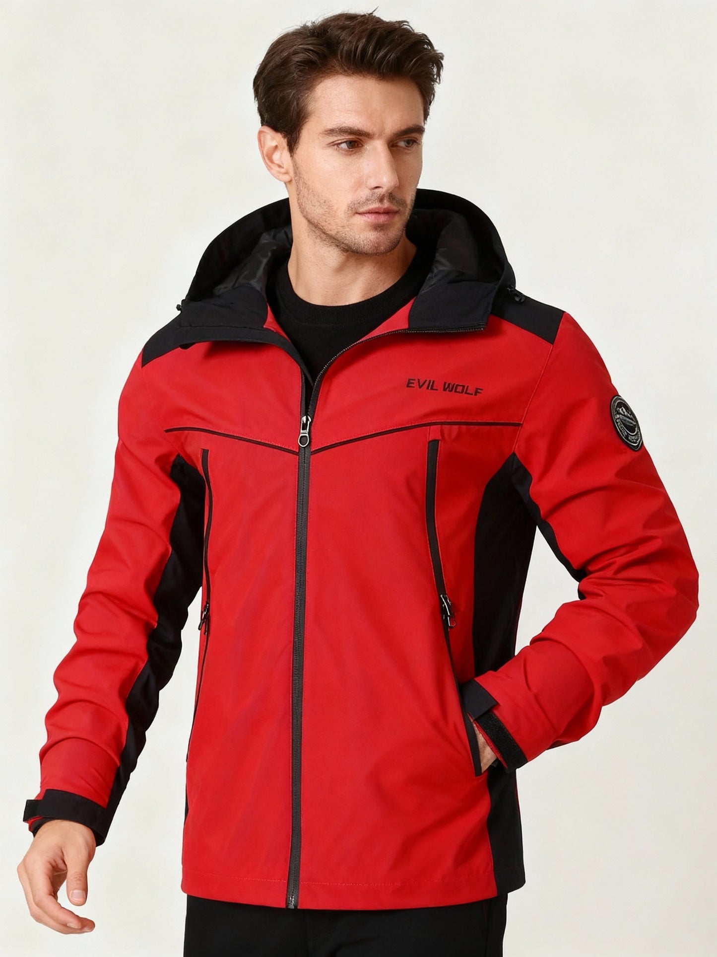 Harry Hooded Shell Jacket | Color Block Zipper Pockets Shell Jacket