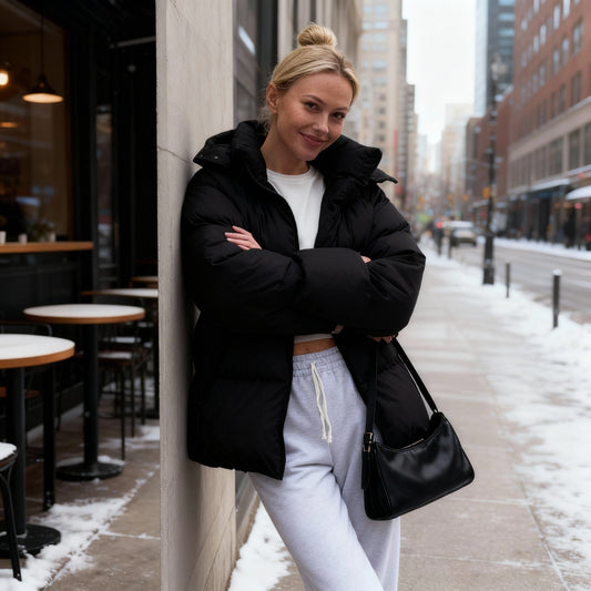 Alice Oversized Puffer Jacket | Collared Hooded Long Sleeve Puffer Jacket