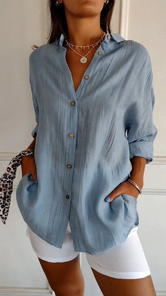 Fallon Blouse | Relaxed Button-Up Long-Sleeve Blouse