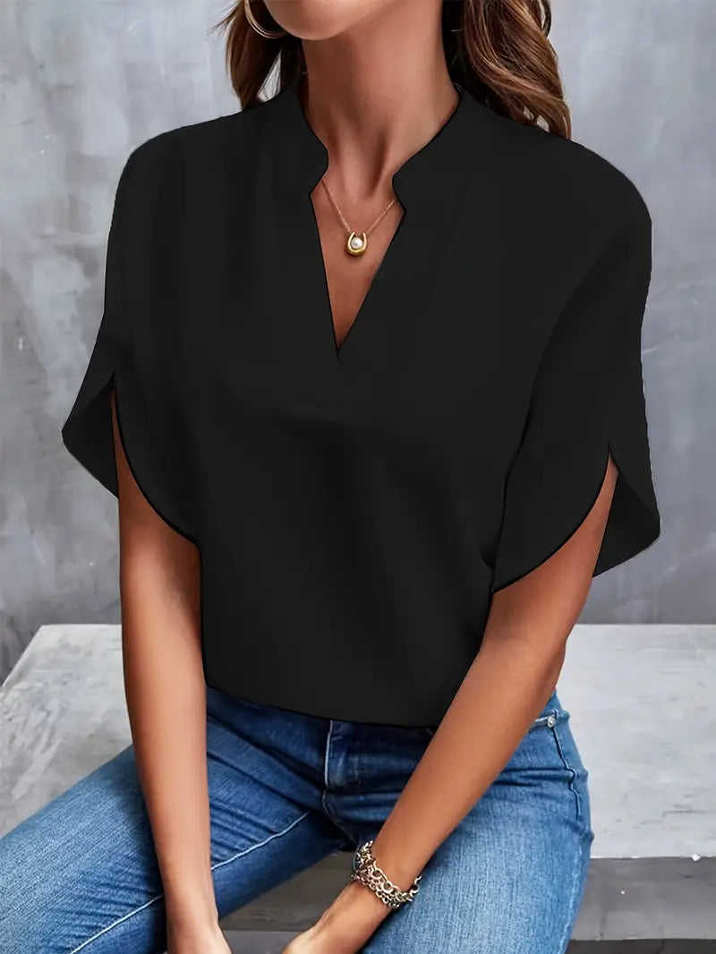 Farrah Blouse | Elegant V-Neck Short-Sleeve Blouse
