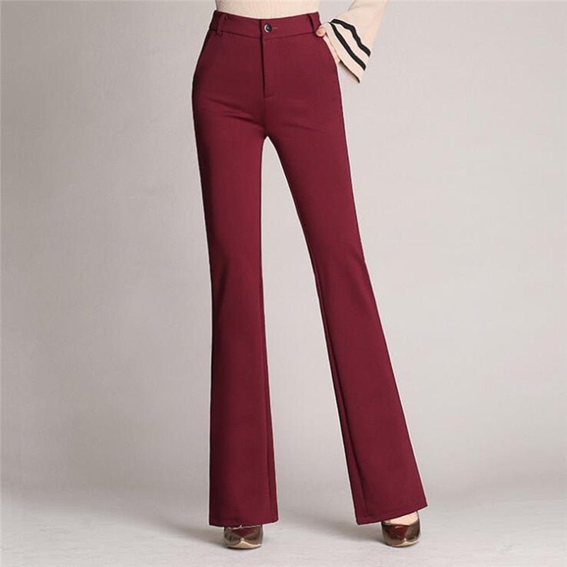 Fiza Pants | Slim High-Waisted Flared Trousers