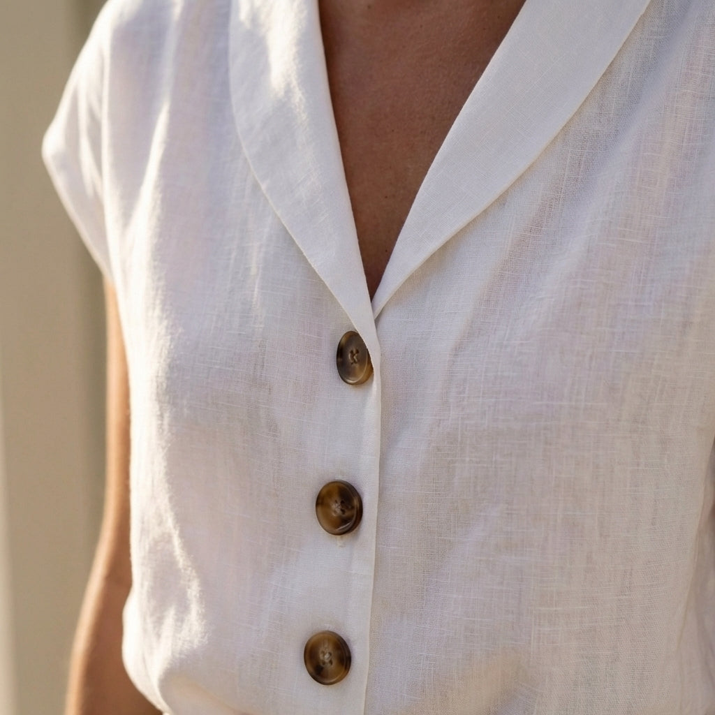 Isla Regular Fit Blouse | Button Front V-Neck Blouse