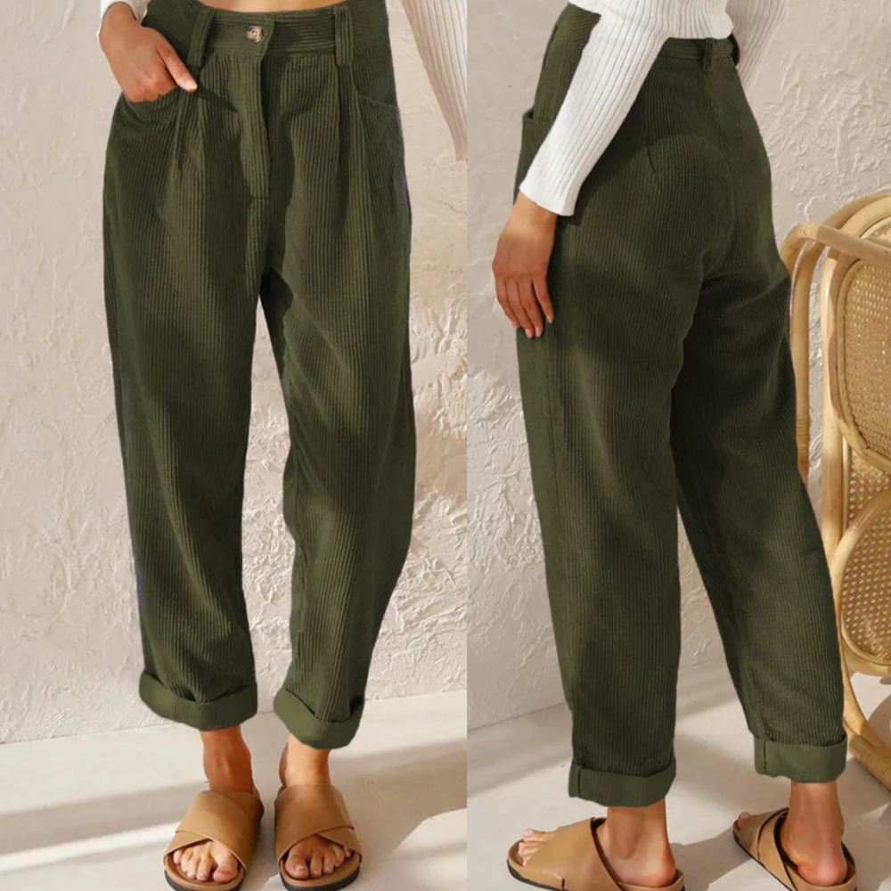 Fonda Pants | High-Waisted Corduroy Trousers