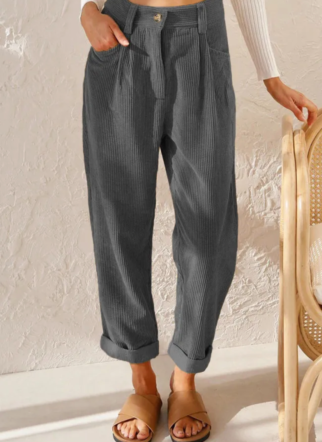 Fonda Pants | High-Waisted Corduroy Trousers