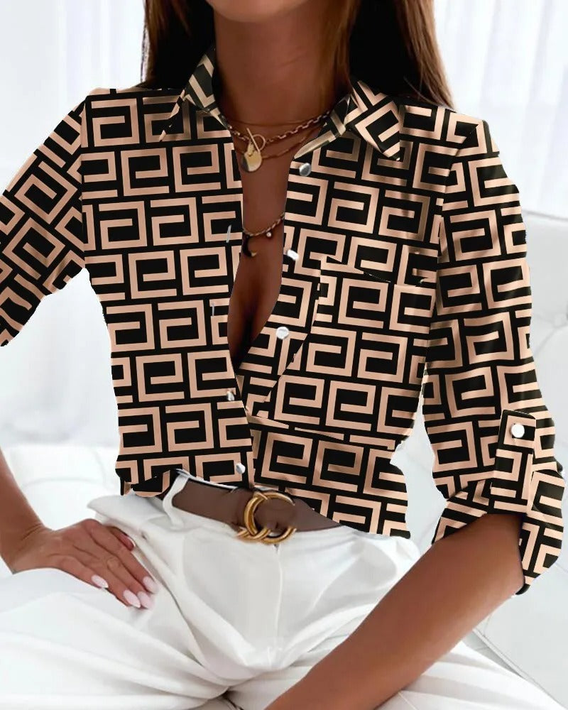 Francine Blouse | Abstract Print Button-Up Blouse