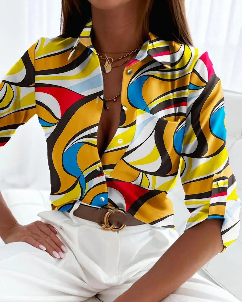 Francine Blouse | Abstract Print Button-Up Blouse