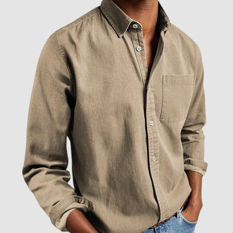 Theodore Cotton Blend Regular Fit Button-Up Shirt | Collared Long Sleeve Shirt
