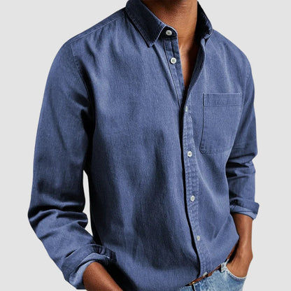 Theodore Cotton Blend Regular Fit Button-Up Shirt | Collared Long Sleeve Shirt