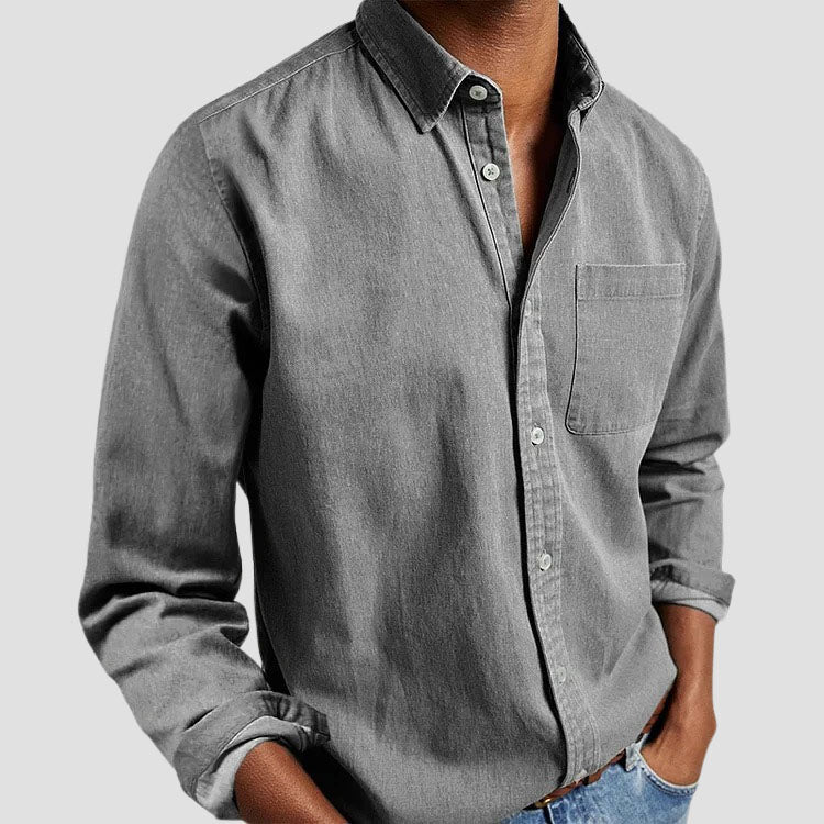Theodore Cotton Blend Regular Fit Button-Up Shirt | Collared Long Sleeve Shirt