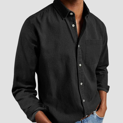 Theodore Cotton Blend Regular Fit Button-Up Shirt | Collared Long Sleeve Shirt