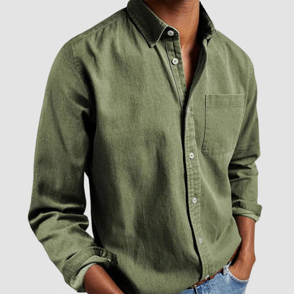 Theodore Cotton Blend Regular Fit Button-Up Shirt | Collared Long Sleeve Shirt