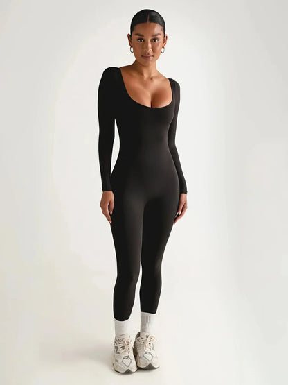 Freyah Jumpsuit | Long Sleeve Stretch Yoga Lounge Suit